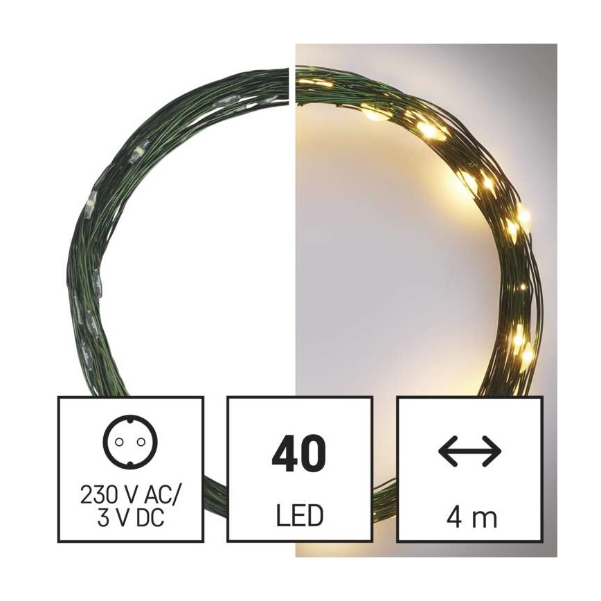 Catena LED da esterno natalizia 40xLED/9m IP44 bianco caldo