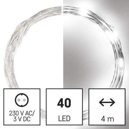 Catena LED da esterno natalizia 40xLED/9m IP44 bianco freddo
