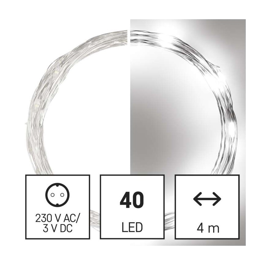 Catena LED da esterno natalizia 40xLED/9m IP44 bianco freddo