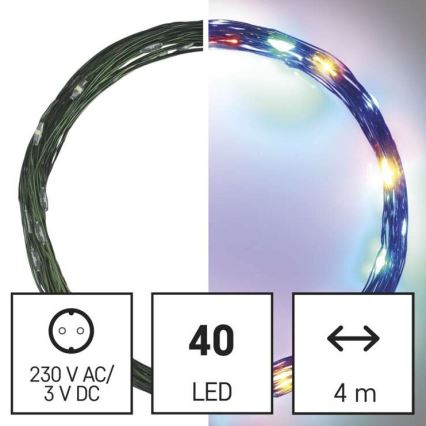 Catena LED da esterno natalizia 40xLED/9m IP44 multicolore