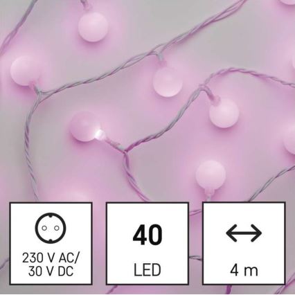 Catena LED da esterno natalizia 40xLED/9m IP44 rosa