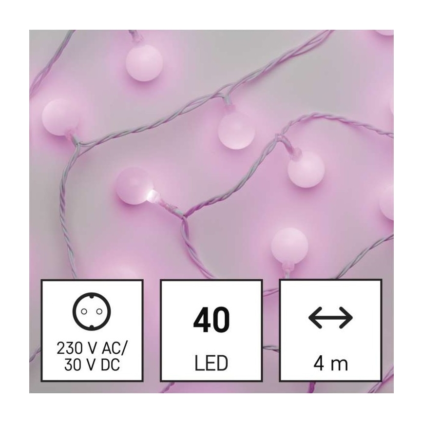 Catena LED da esterno natalizia 40xLED/9m IP44 rosa