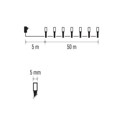 Catena LED da esterno natalizia 500xLED/55m IP44 bianco caldo