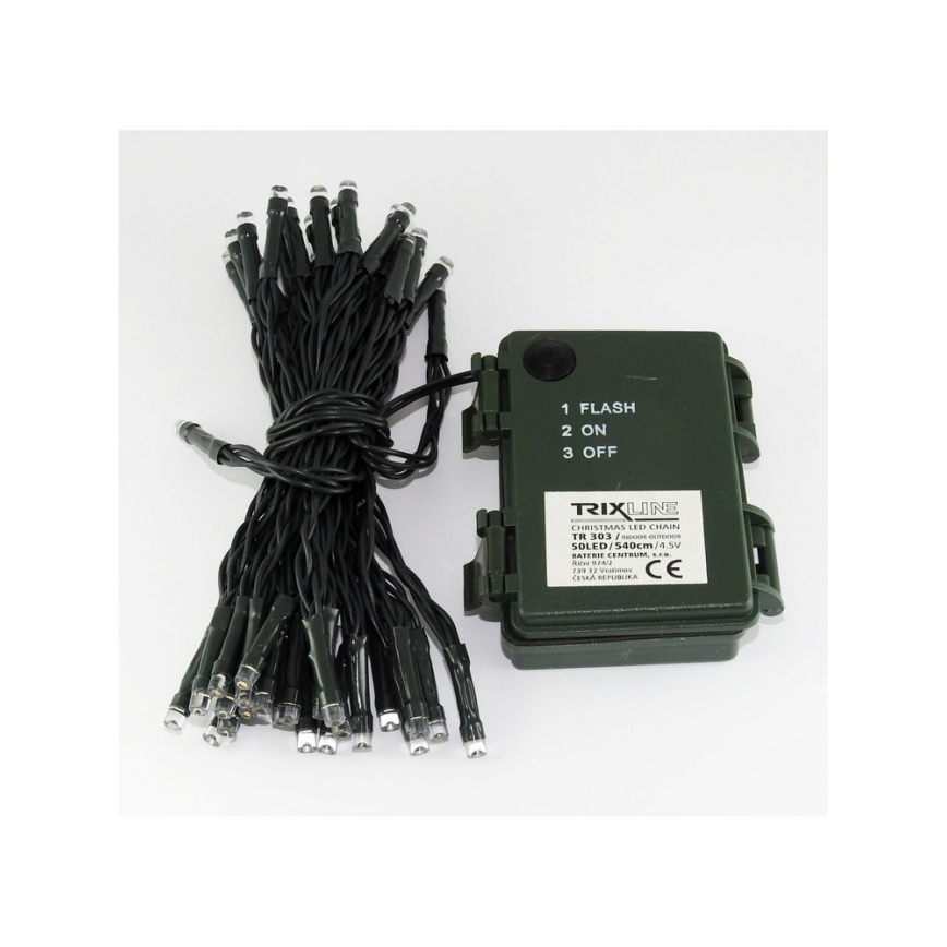 Catena LED da esterno natalizia 50xLED/2 funzioni 5,4m IP44 bianco caldo