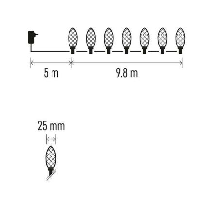 Catena LED da esterno natalizia 50xLED/8 modalità 14,8m IP44 multicolore