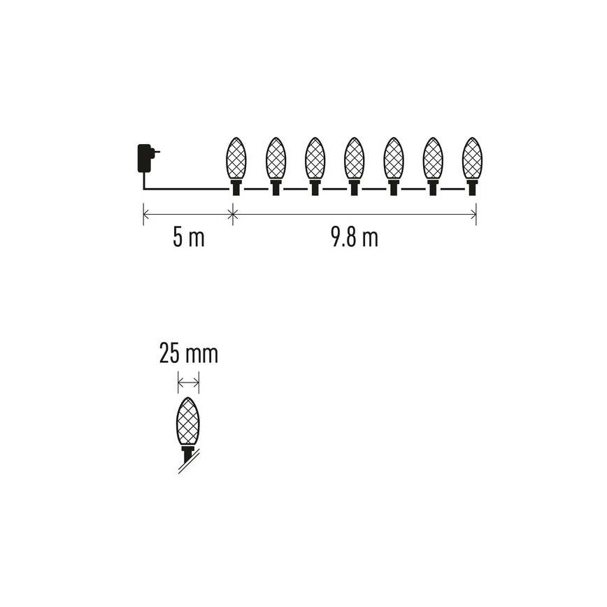 Catena LED da esterno natalizia 50xLED/8 modalità 14,8m IP44 multicolore