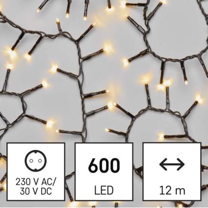 Catena LED da esterno natalizia 600xLED/17m IP44 bianco caldo