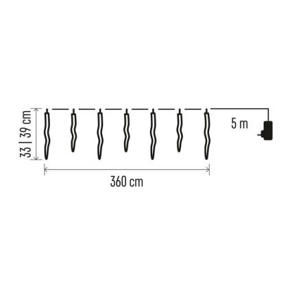 Catena LED da esterno natalizia 60xLED/8,6m IP44