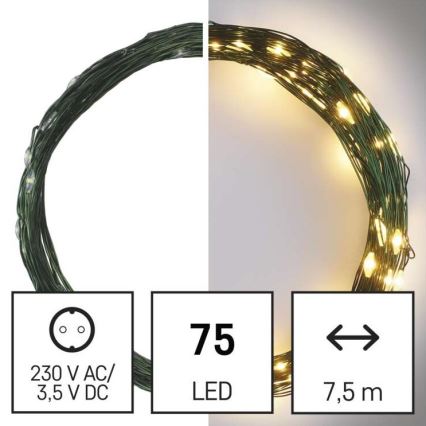 Catena LED da esterno natalizia 75xLED/12,5m IP44 bianco caldo