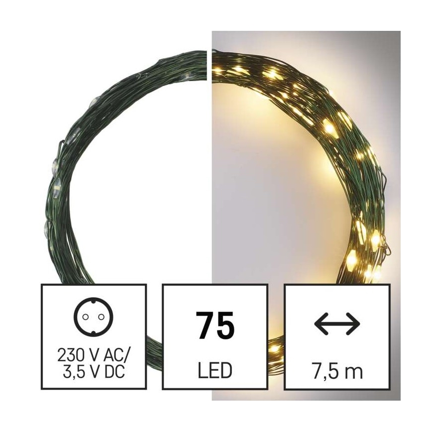 Catena LED da esterno natalizia 75xLED/12,5m IP44 bianco caldo