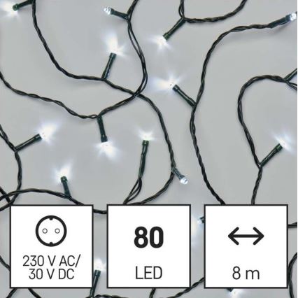 Catena LED da esterno natalizia 80xLED/13m IP44 bianco freddo