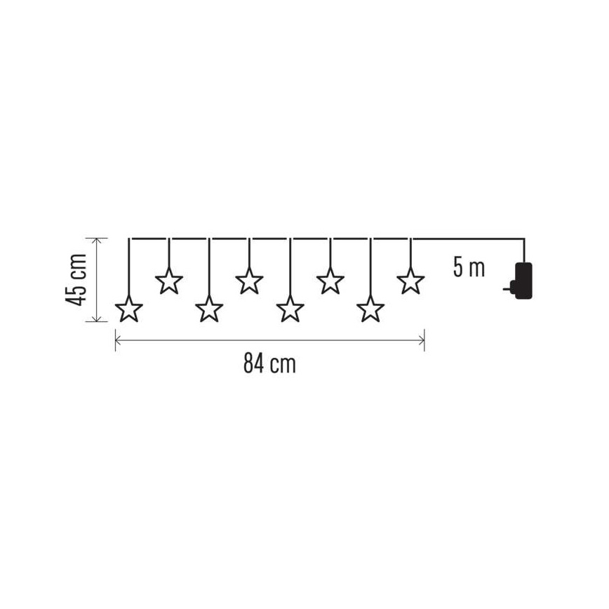 Catena LED da esterno natalizia 8xLED/5,84m IP44 stelle