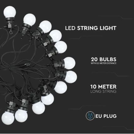 Catena LED da esterno STRING 10m 20xLED/0,5W/24/230V 3000K IP44