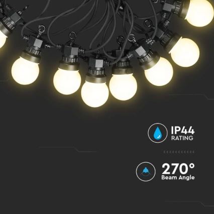 Catena LED da esterno STRING 10m 20xLED/0,5W/24/230V 3000K IP44