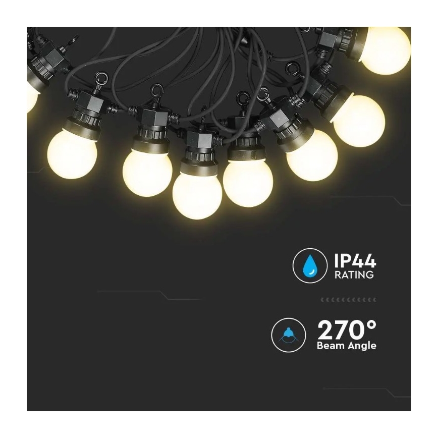 Catena LED da esterno STRING 10m 20xLED/0,5W/24/230V 3000K IP44