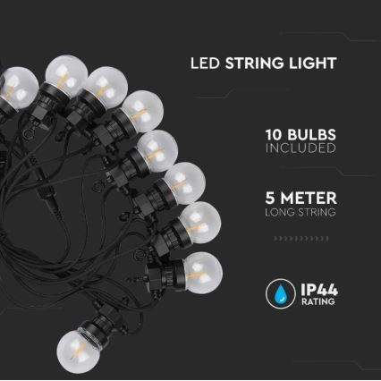 Catena LED da esterno STRING 5m 10xLED/0,4W/24/230V 3000K IP44