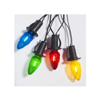Catena LED di estensione per esterni CONE FILAMENT 20xE10 14m multicolore/bianco caldo IP44, Prodotto in Repubblica Ceca