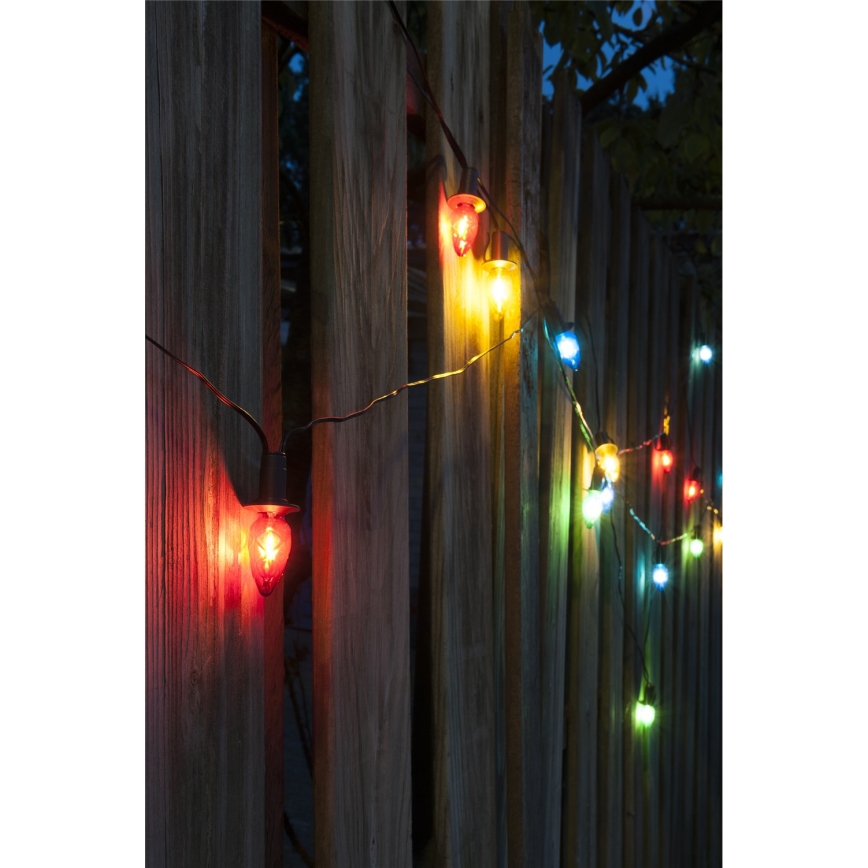 Catena LED di estensione per esterni CONE FILAMENT 20xE10 14m multicolore/bianco caldo IP44, Prodotto in Repubblica Ceca