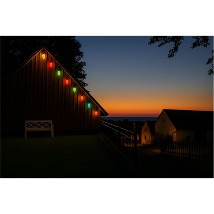 Catena LED di estensione per esterni CONE FILAMENT 20xE10 14m multicolore/bianco caldo IP44, Prodotto in Repubblica Ceca