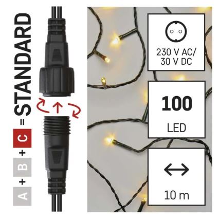 Catena LED natalizia da esterno 100xLED/10m IP44 bianco caldo