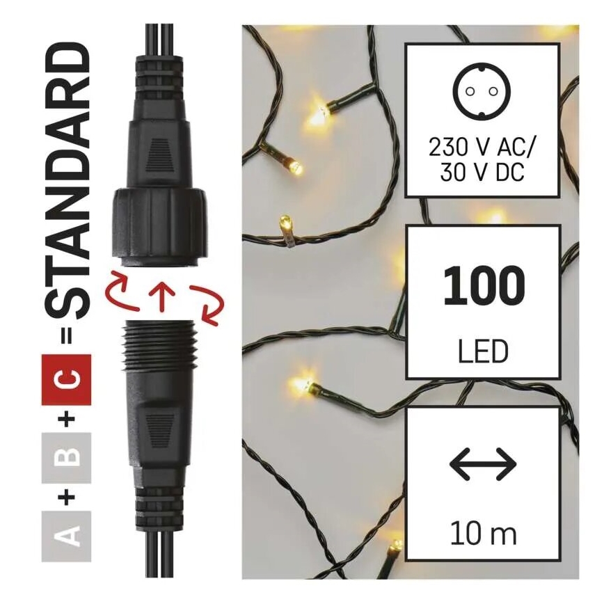 Catena LED natalizia da esterno 100xLED/10m IP44 bianco caldo
