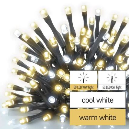 Catena LED natalizia da esterno 100xLED/10m IP44 caldo/bianco freddo