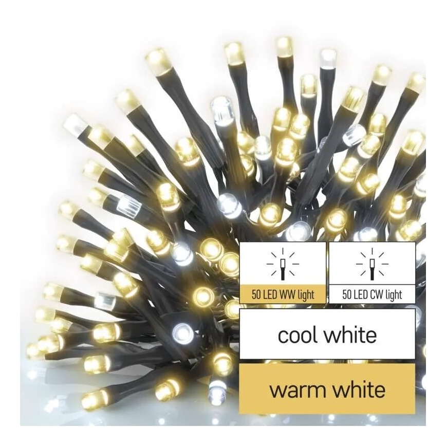 Catena LED natalizia da esterno 100xLED/10m IP44 caldo/bianco freddo