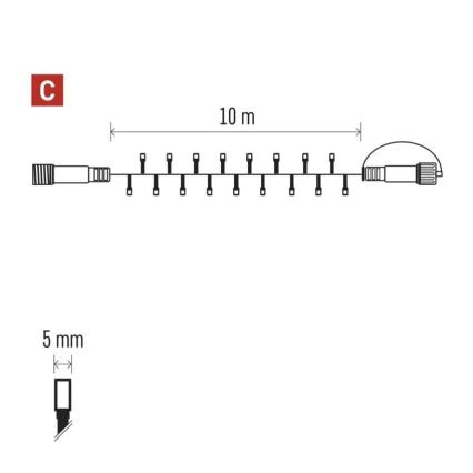 Catena LED natalizia da esterno 100xLED/10m IP44 caldo/bianco freddo