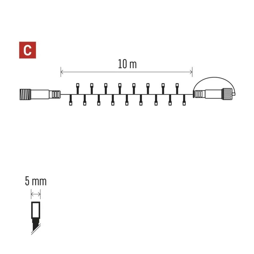 Catena LED natalizia da esterno 100xLED/10m IP44 caldo/bianco freddo