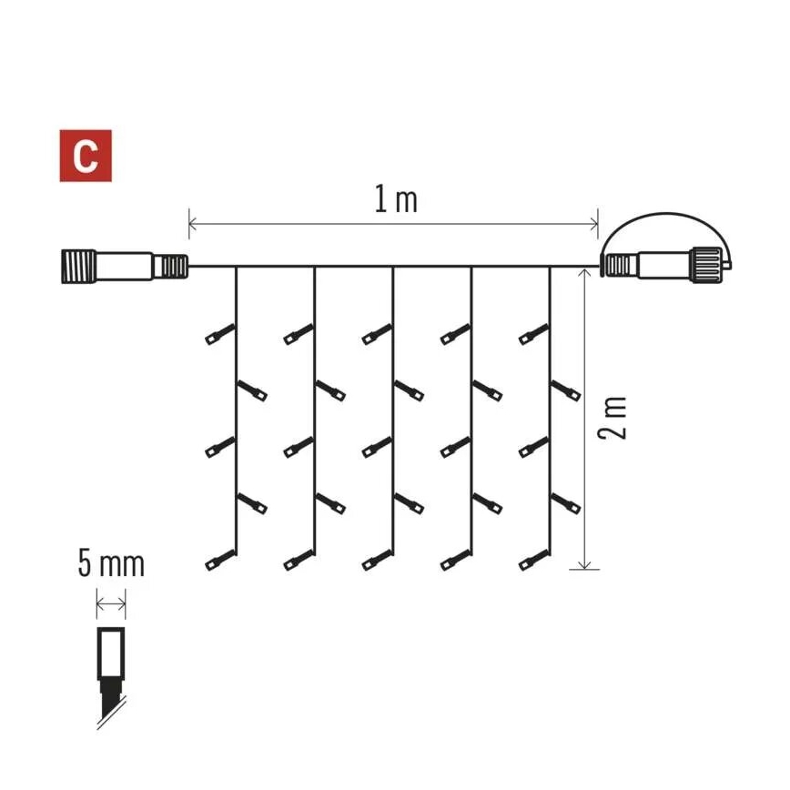 Catena LED natalizia da esterno 100xLED/1x2m IP44 bianco caldo