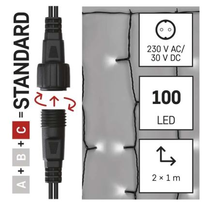 Catena LED natalizia da esterno 100xLED/1x2m IP44 bianco freddo