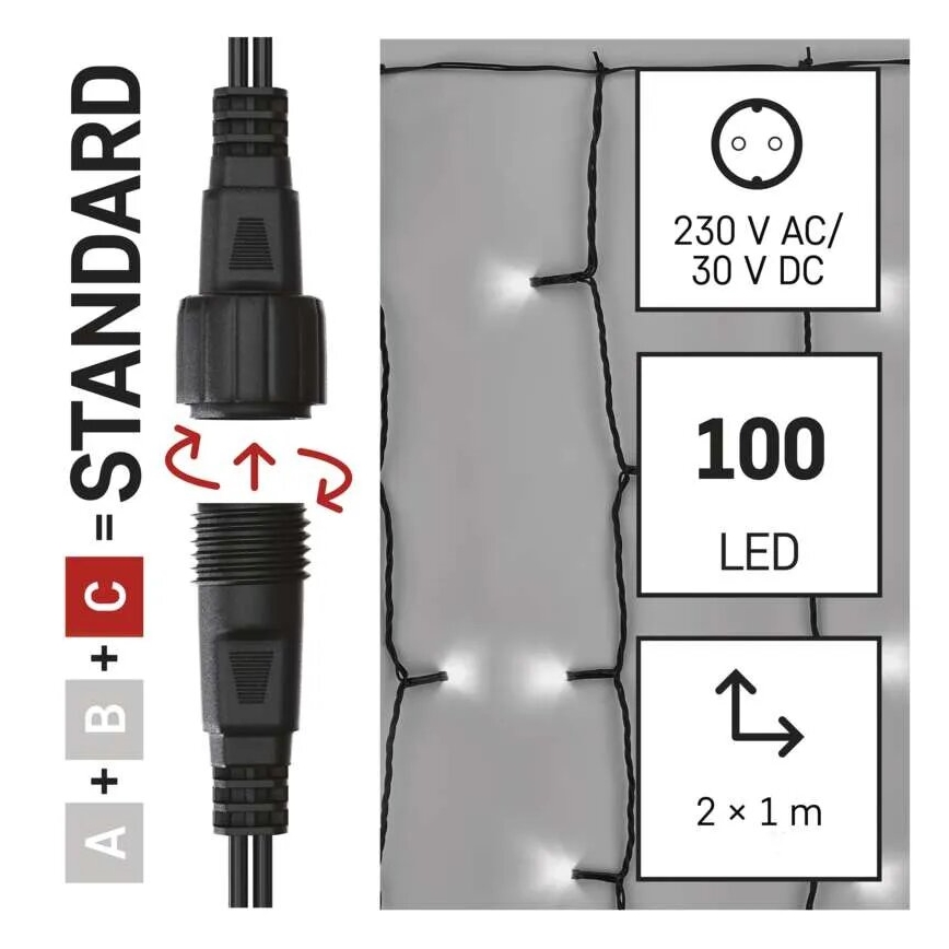 Catena LED natalizia da esterno 100xLED/1x2m IP44 bianco freddo