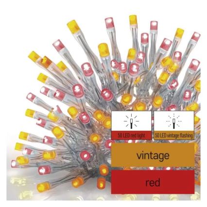 Catena LED natalizia da esterno 100xLED/2,5x0,9m IP44 rosso/vintage