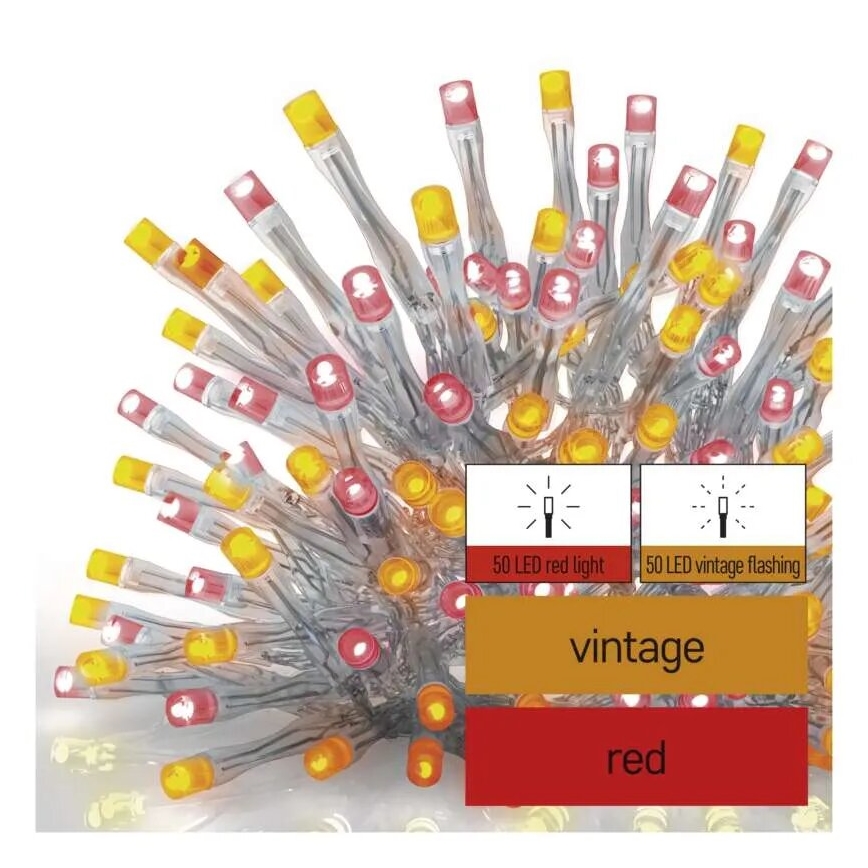 Catena LED natalizia da esterno 100xLED/2,5x0,9m IP44 rosso/vintage