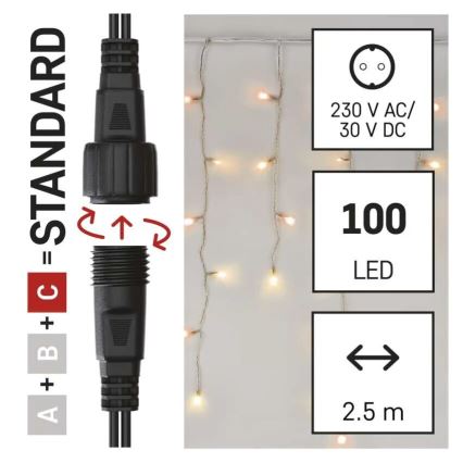 Catena LED natalizia da esterno 100xLED/2,5x0,9m IP44 rosso/vintage