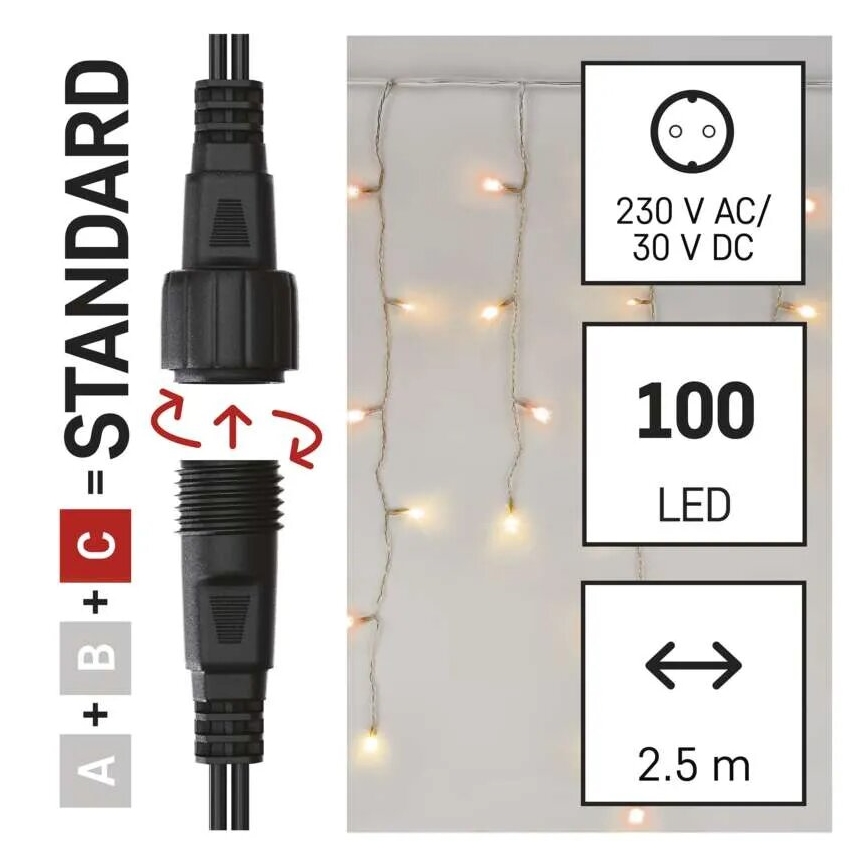 Catena LED natalizia da esterno 100xLED/2,5x0,9m IP44 rosso/vintage