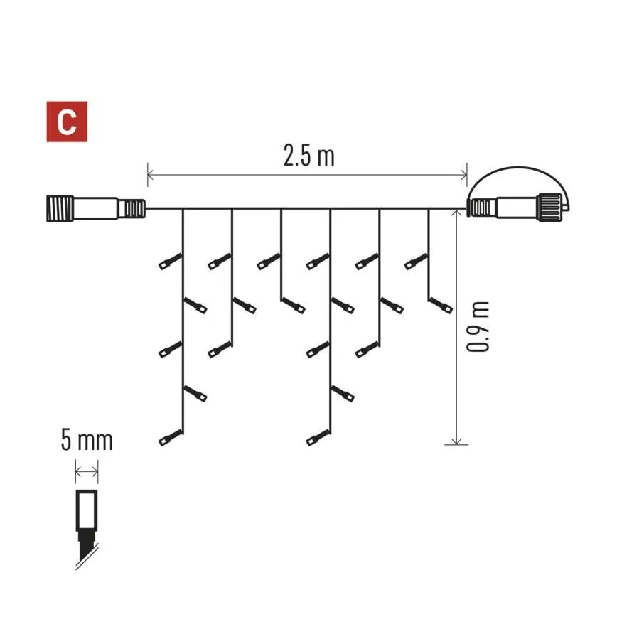 Catena LED natalizia da esterno 100xLED/2,5x0,9m IP44 rosso/vintage