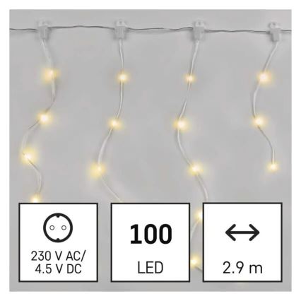 Catena LED natalizia da esterno 100xLED/8 funzioni 7,9x0,7m IP44 bianco caldo