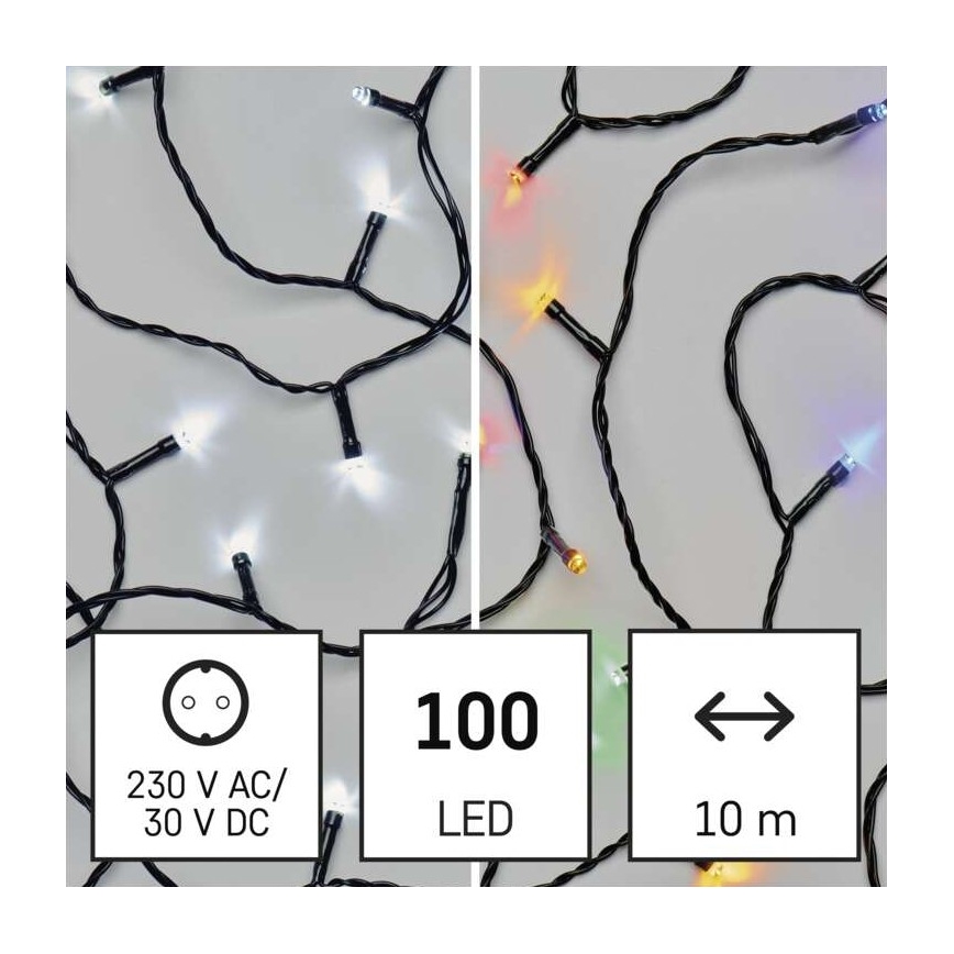 Catena LED natalizia da esterno 100xLED/8 modalità 15m IP44 bianco freddo/multicolore
