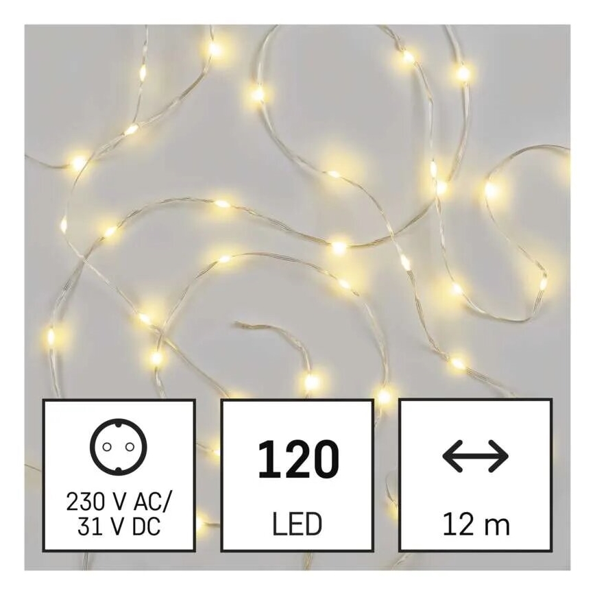 Catena LED natalizia da esterno 120xLED/17m IP44 bianco caldo