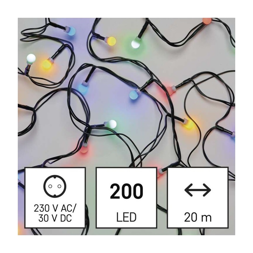 Catena LED natalizia da esterno 200xLED/8 modalità 25m IP44 multicolore