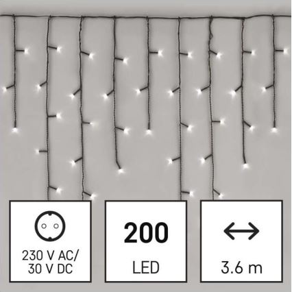 Catena LED natalizia da esterno 200xLED/8 modalità 8,6m IP44 bianco freddo