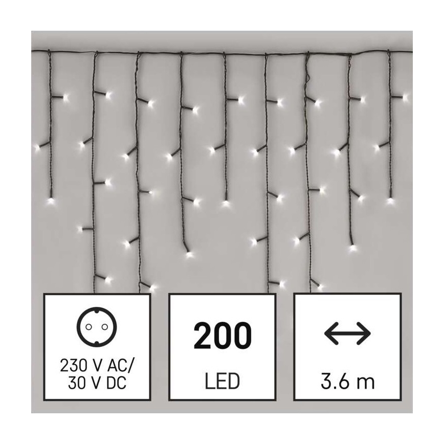Catena LED natalizia da esterno 200xLED/8 modalità 8,6m IP44 bianco freddo