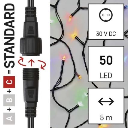 Catena LED natalizia da esterno 50xLED/5m IP44 multicolore