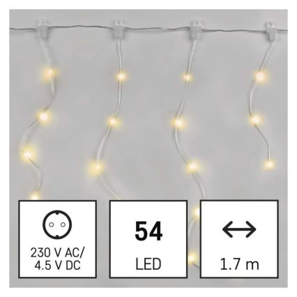 Catena LED natalizia da esterno 54xLED/8 funzioni 6,7x0,7m IP44 bianco caldo