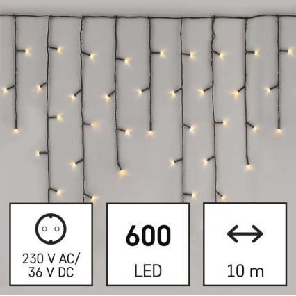 Catena LED natalizia da esterno 600xLED/8 modalità 15m IP44 bianco caldo