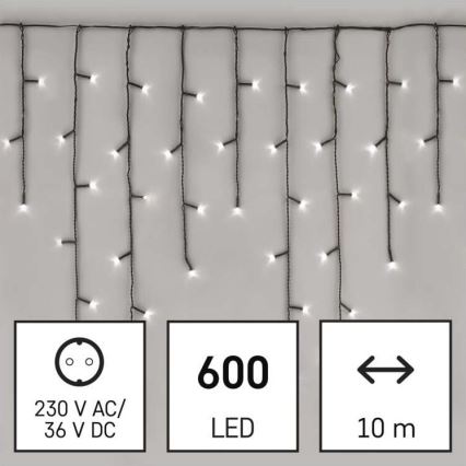 Catena LED natalizia da esterno 600xLED/8 modalità 15m IP44 bianco freddo