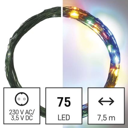 Catena LED natalizia da esterno 75xLED/12,5m IP44 multicolore