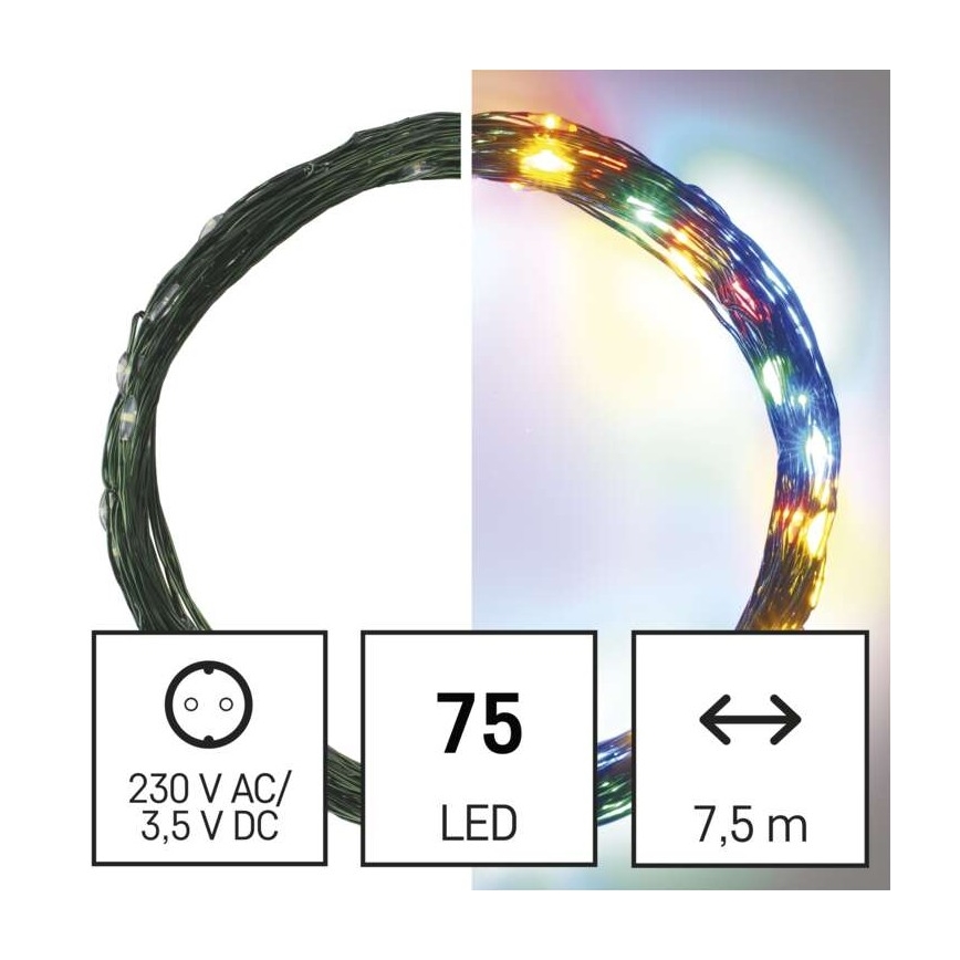Catena LED natalizia da esterno 75xLED/12,5m IP44 multicolore