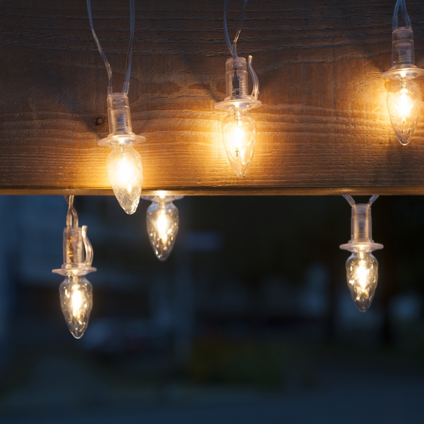 Catena LED natalizia da esterno CONE FILAMENT 20xE10 19m limpido/bianco caldo IP44, Made in the EU